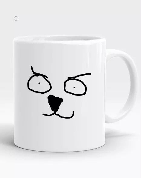 Mok waarop een hond staat.